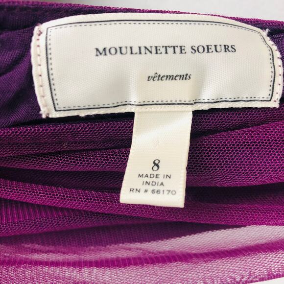 Anthropologie Moulinette Soeurs Tickled Plum Tulle Dress Women’s SZ 8 EUC - Picture 3 of 16